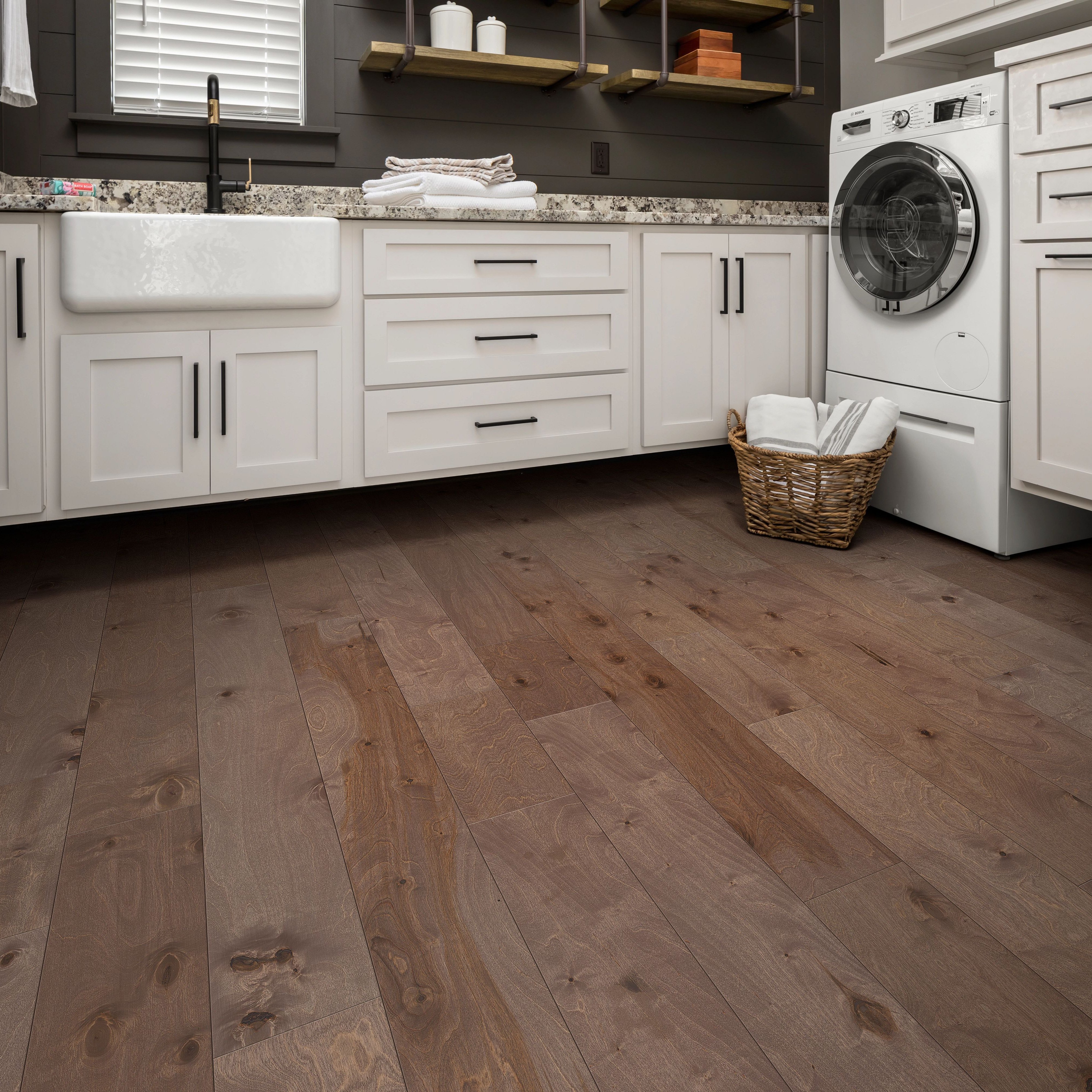 Solid VS Engineered Hardwood In A Washing Machine Room | Featuring Carpet, Remnants, Hardwood & Laminate Floors, Luxury Vinyl Flooring, Area Rugs, Carpet Runners | 607 Main Ave, Norwalk, Connecticut 06851 | A-Z Carpet