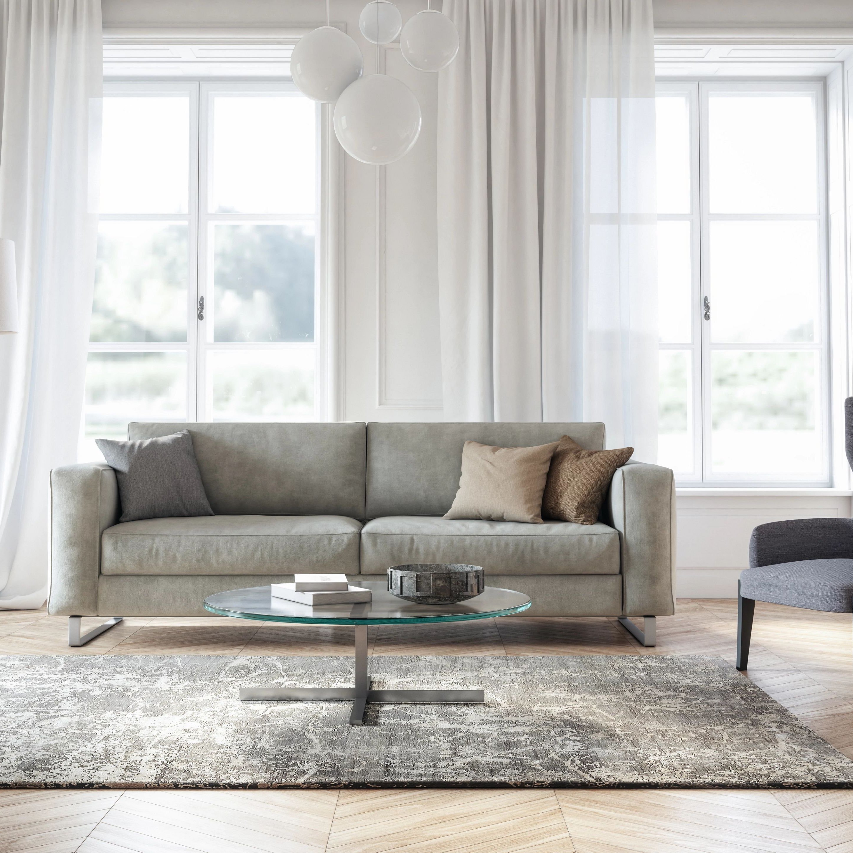 Bright And Airy Open Concept Living Room With Window Treatments | Featuring Carpet, Remnants, Hardwood & Laminate Floors, Luxury Vinyl Flooring, Area Rugs, Carpet Runners | 607 Main Ave, Norwalk, Connecticut 06851 | A-Z Carpet